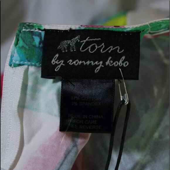 TORN by RONNY KOBO Dina Fierce Jungle Mini Dress White Pink Multicolor - Picture 4 of 6